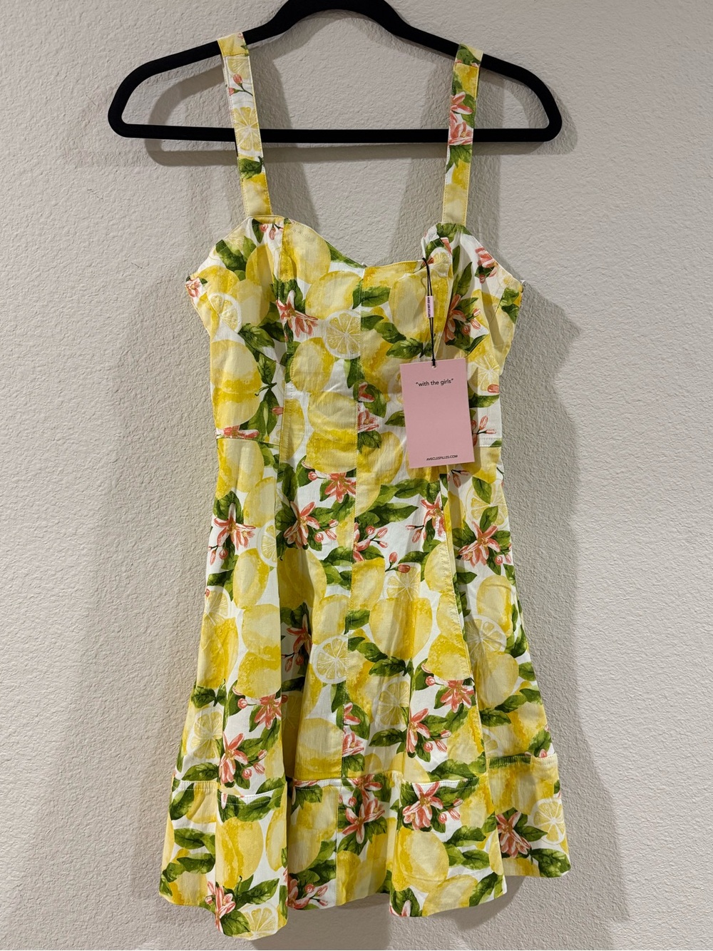 Avec les filles Lemon Print Sleeveless Mini Dress